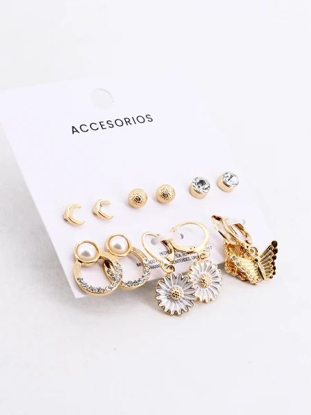 CARAVANAS SET 5 PARES DORADO