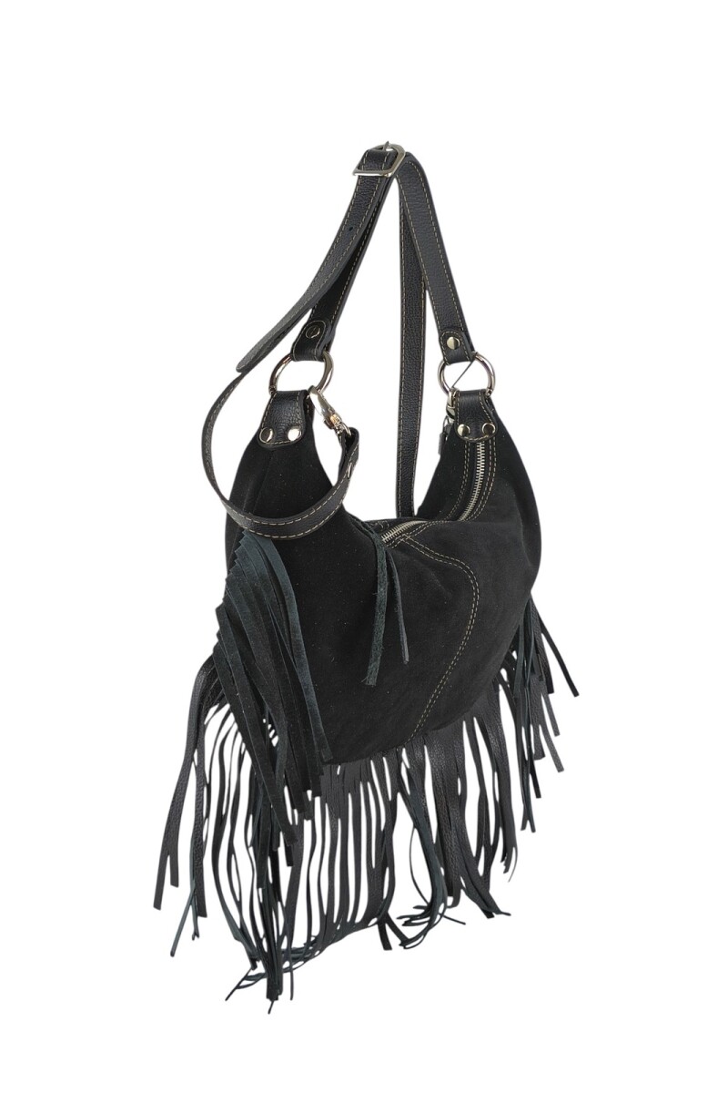 Cartera con flecos Negro