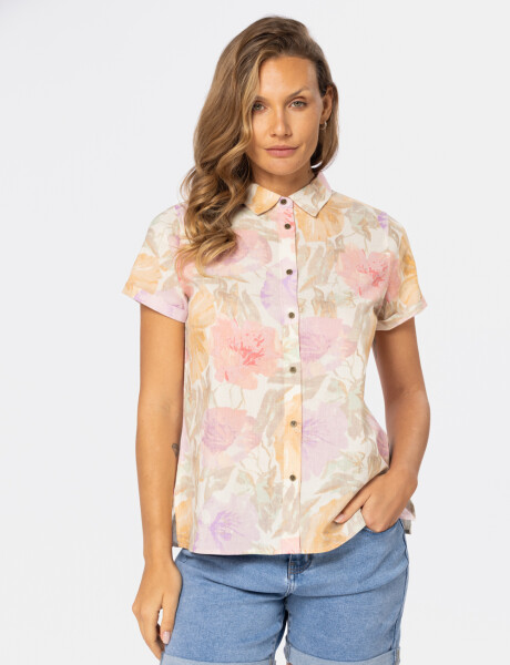 CAMISA DE LINO ESTAMPADA Rosa