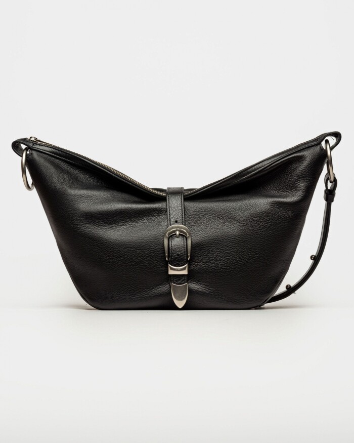 Bolso Bambu en cuero liso satinado Negro