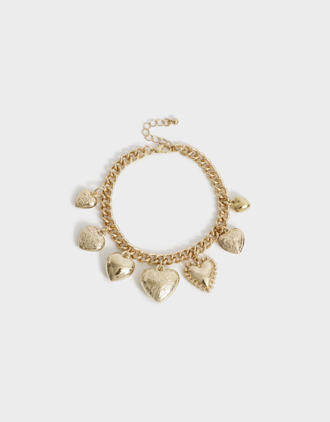 Pulseras Flexibles Con corazón Pulsera Multidijes Corazones - Dorado