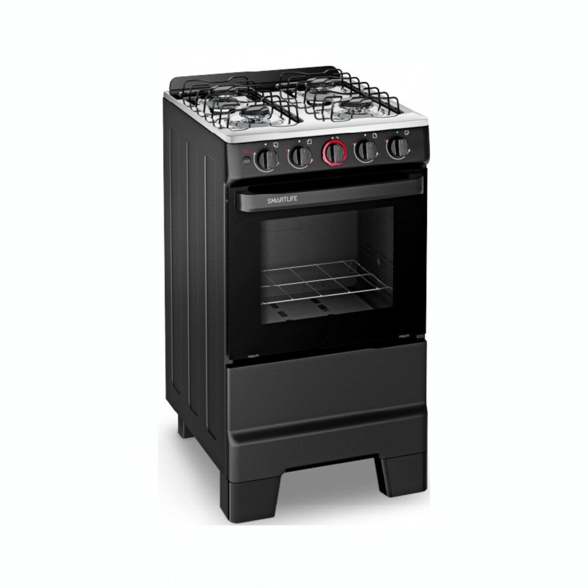 Cocina A Gas SMARTLIFE SL-KBR504 4 Hornallas Capacidad De Horno 50L - Negra 