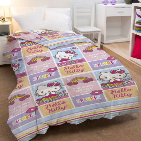 Acolchado Infantil Hello Kitty 1 Plaza 100% Microfibra U