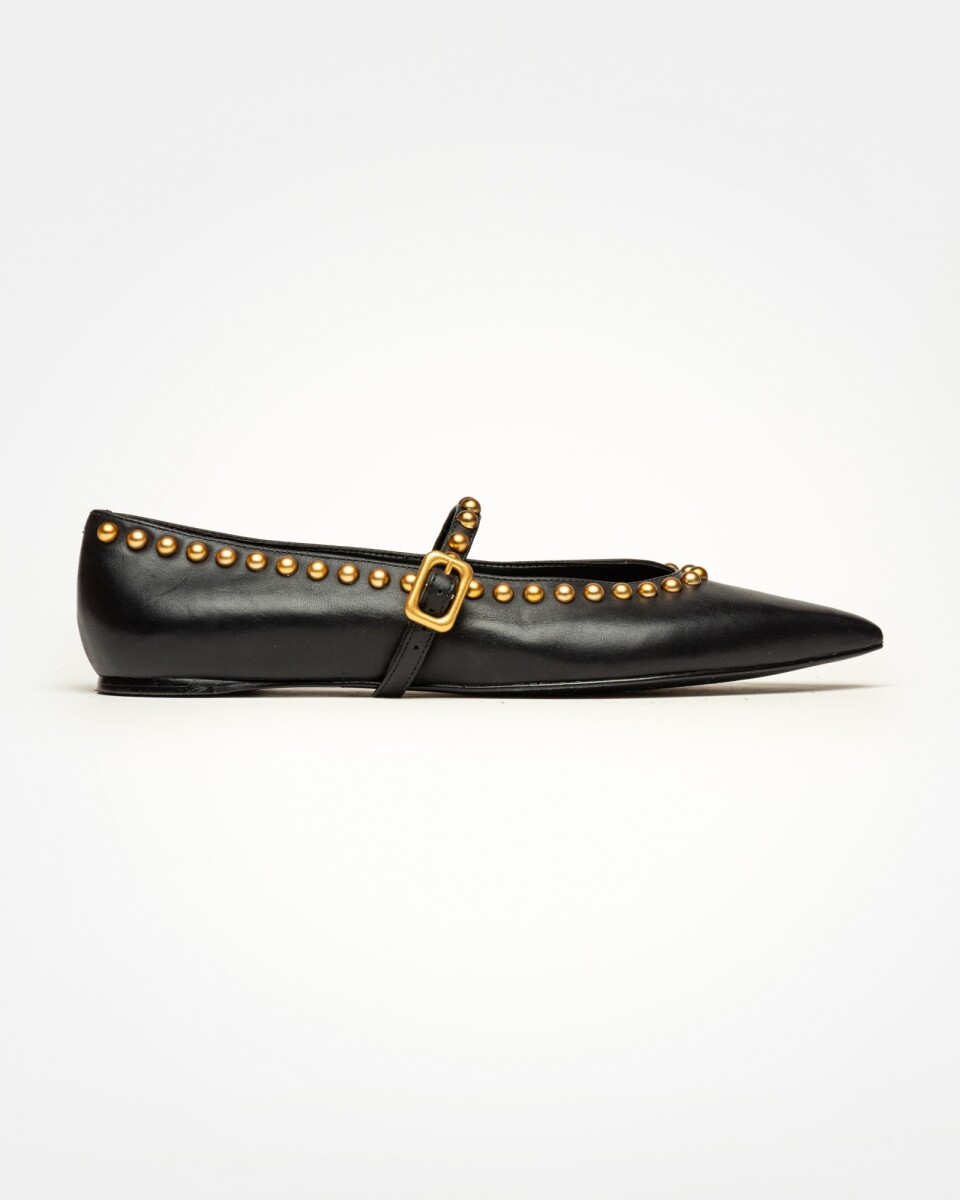Ballerina Valerie en cuero liso - Negro 