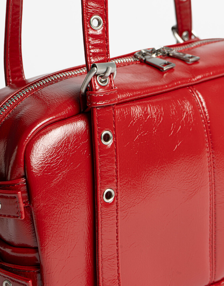 City Cartera City Efecto Acharolada - Rojo Medio