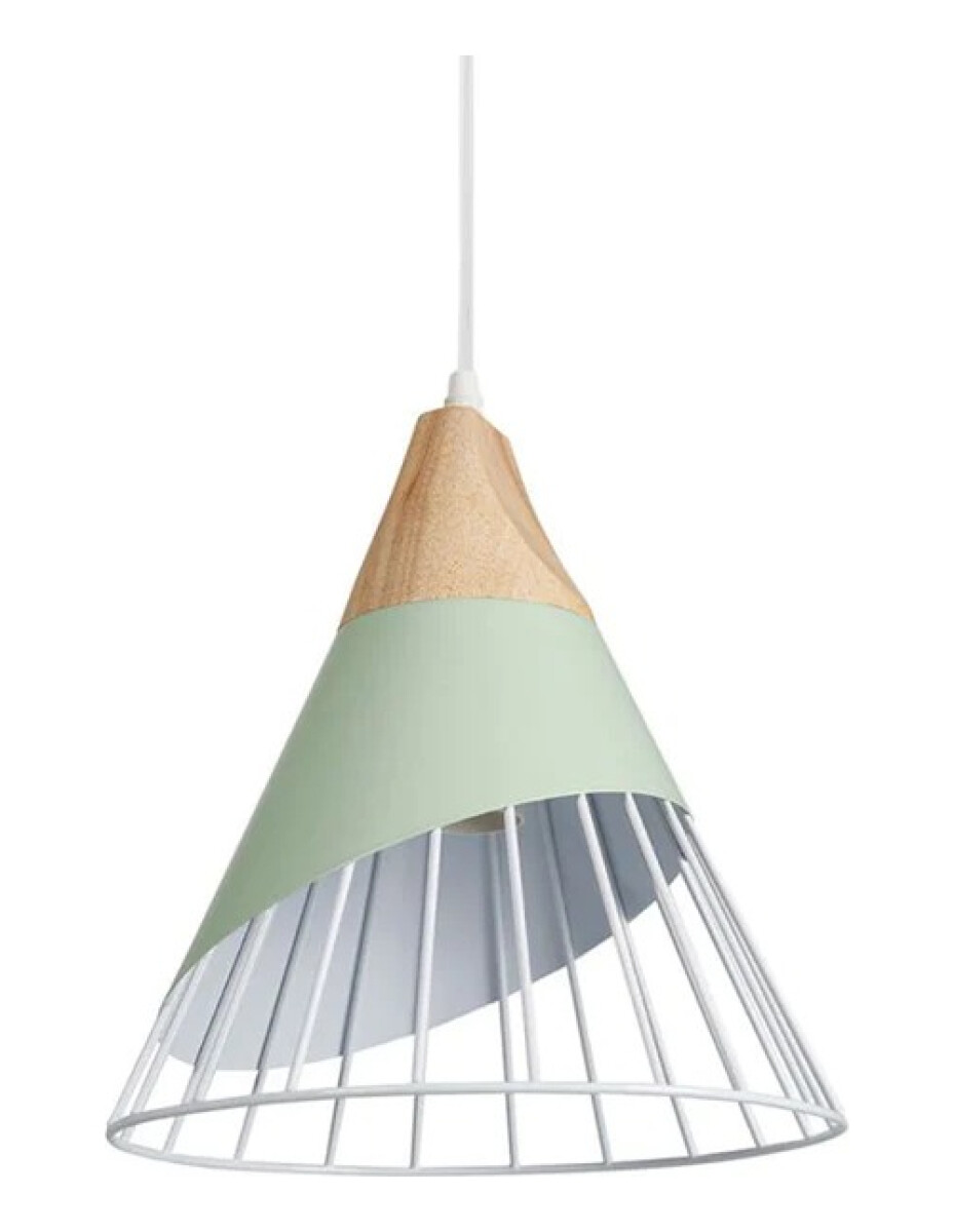 Lampara Nordica Conica Metal Y Madera Columbus - Verde 