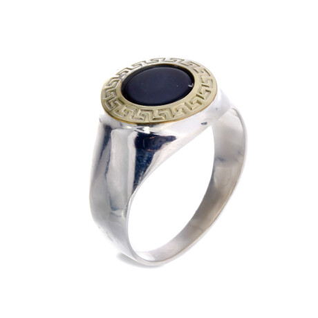 Anillo de plata 925, double en oro 18 ktes y onix. Anillo de plata 925, double en oro 18 ktes y onix.