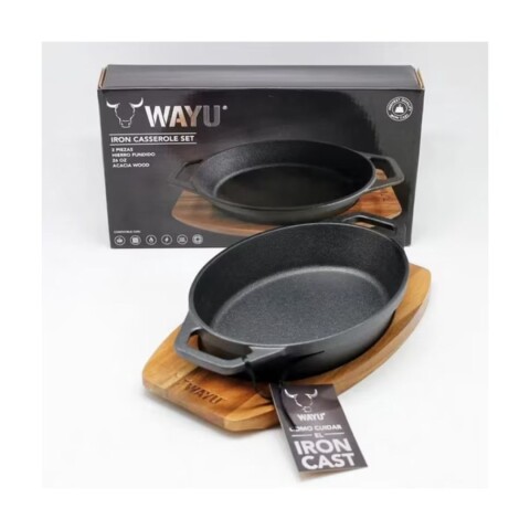 Sarten Cacerola Wayu Hierro Fundido Con Base De Madera Sarten Cacerola Wayu Hierro Fundido Con Base De Madera