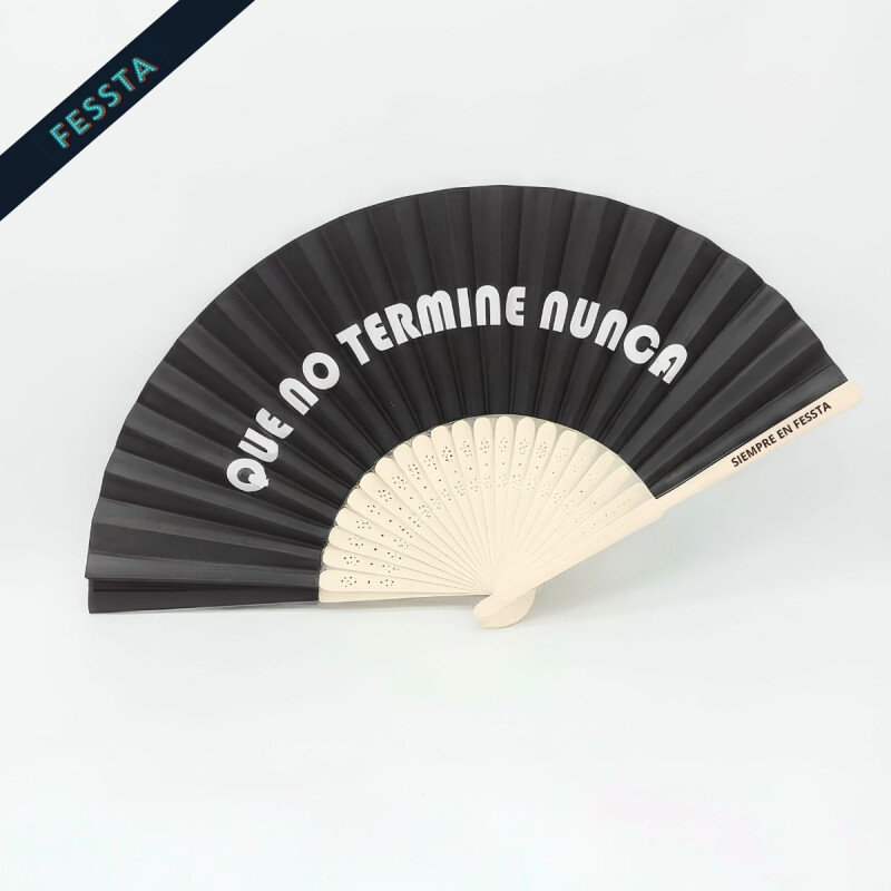 Abanico "Que no termine nunca" Negro