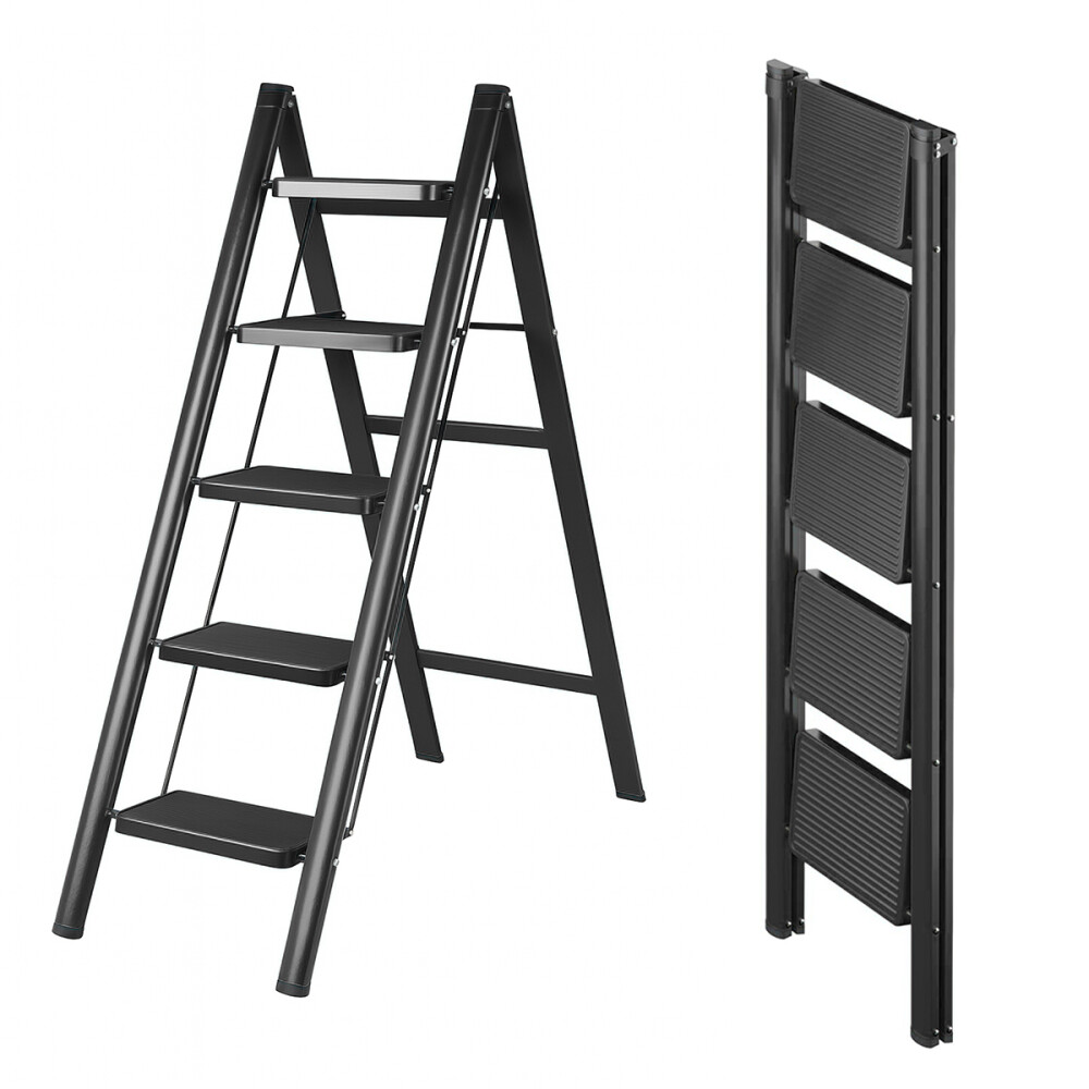 Escalera De 5 Escalones Antidezlisante Y Plegable Negro