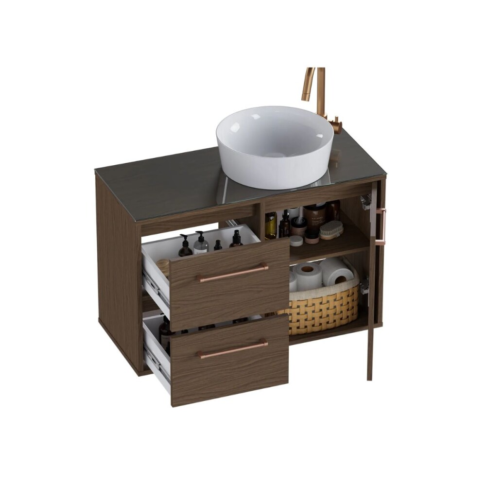 Mueble de baño Cravo Nogueira 80cm con bahca de loza Mueble De Baño Cravo Nogueira 80cm Con Bahca De Loza