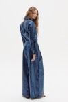 Pantalón Culotte en Lino Metalizado Azul