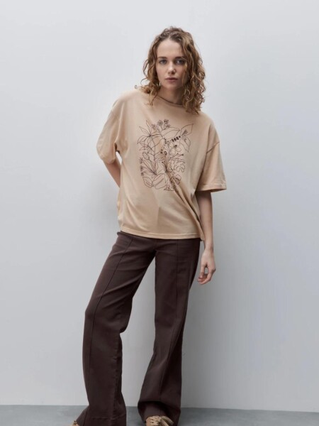 T-SHIRT D.CASSIN MECA M.C FLOR BEIGE