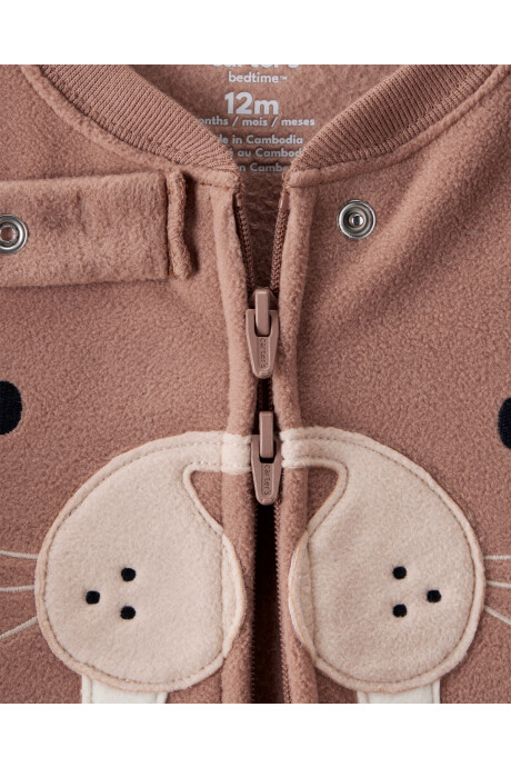 Pijama una pieza de micropolar, con pie, estampa morsa Sin color