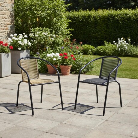 SILLA SIMIL RATTAN SC-039R NEW Silla De Jardín Símil Rattan RUSTICO SC-039R Estructura De Acero - Marrón