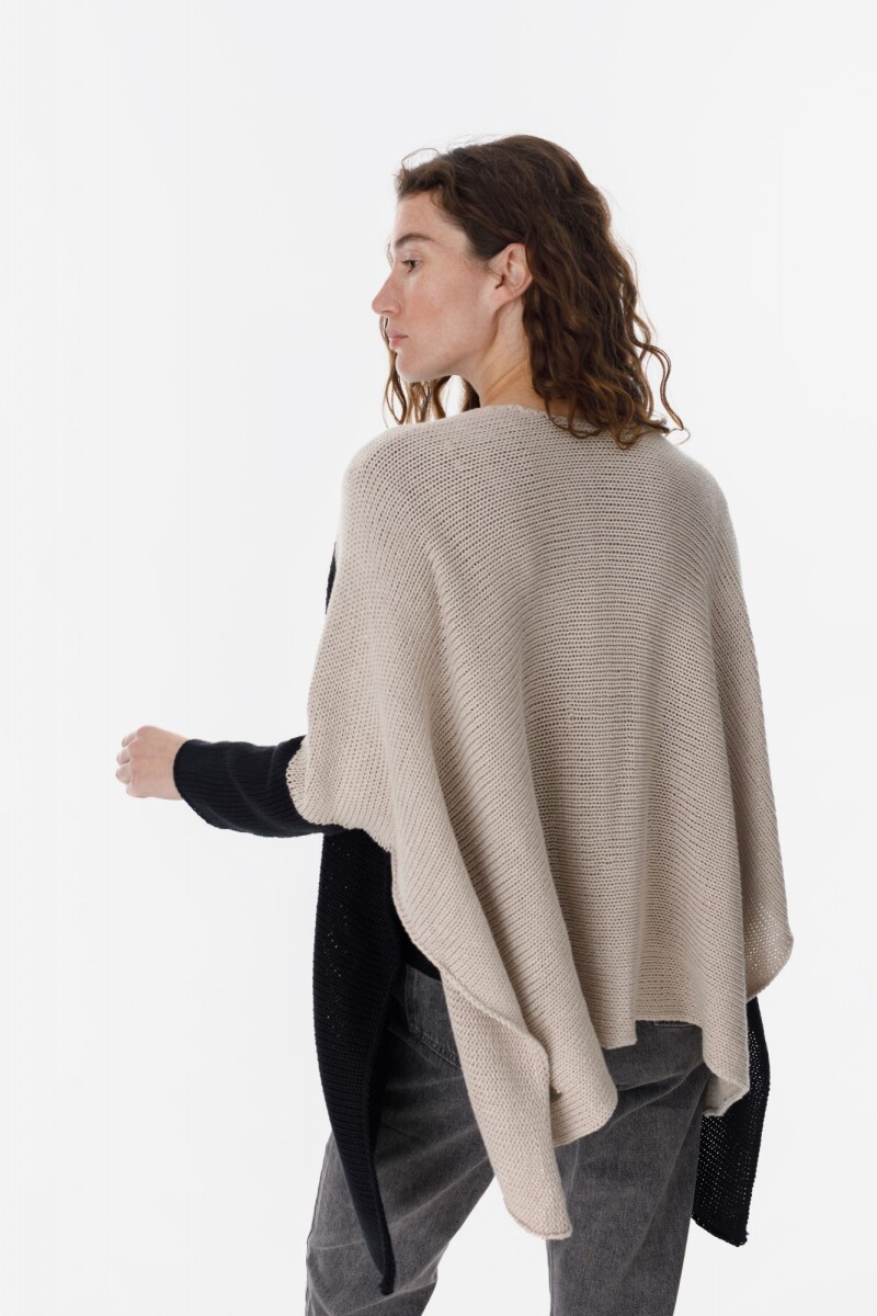 Poncho Misuna Negro/Beige