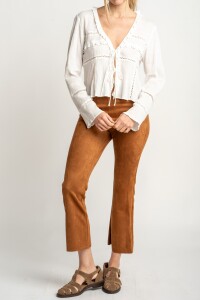 Blusa Encajes Algodón Nácar