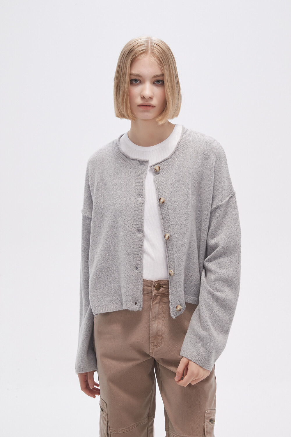 Cardigan Dialoy Gris Melange Medio