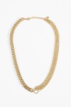 Collar acero cadena combinada dorado