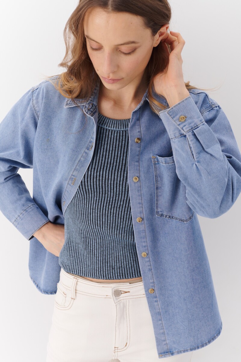 CAMISA JEAN BOTON AZUL