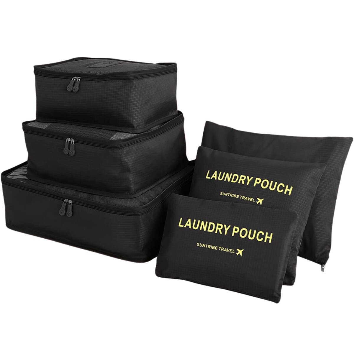 Organizadores para valija set x6 LAUNDRY POUCH - Negro 