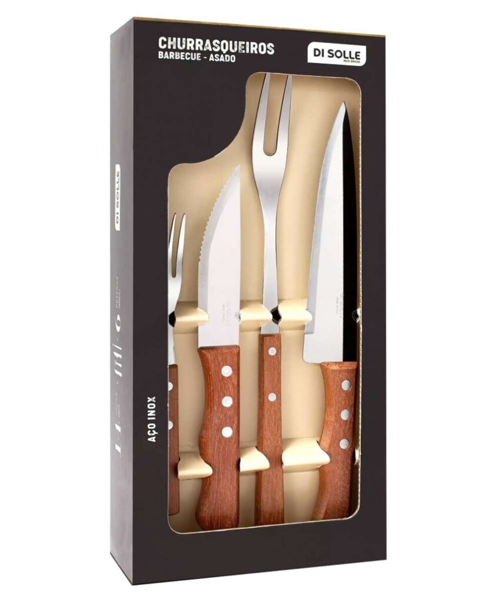 Juego 4 Piezas Tenedor + Cuchillo Asado - Tradicion Di Solle 