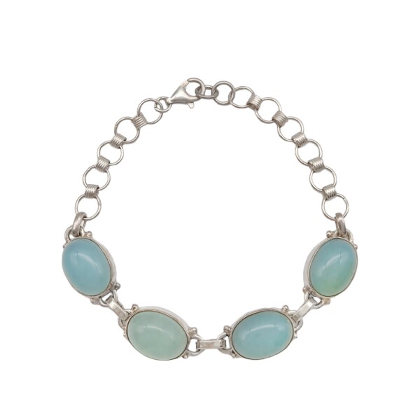 Pulsera Oval-Plata 925-Piedra calcedonia-PU3491 conpiedra