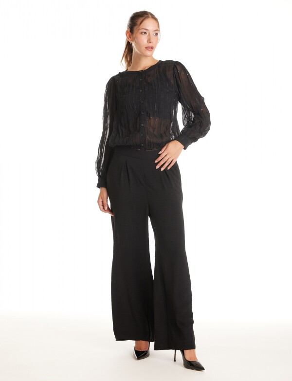 Palazzo Wide Leg Pinzas NEGRO