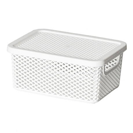 Caja Canasto Organizador con Tapa Línea Paramount 18x13x8Cm Blanco