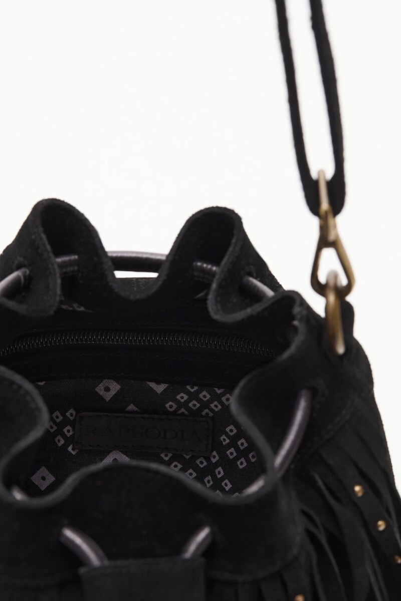 Cartera Tribal Fringes Negro