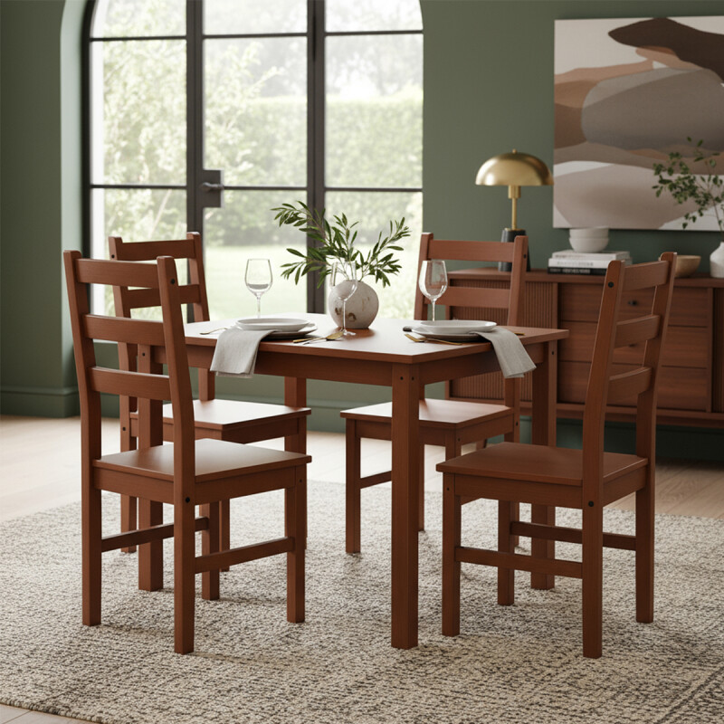 JUEGO DE COMEDOR ECONOMICO 4 SILLAS CERA OSCURO Juego De Comedor Economico 4 Sillas Cera Oscuro