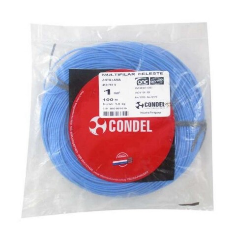 CABLE MULTIFILAR 1,00MM2 CELESTE CONDEL CABLE MULTIFILAR 1,00MM2 CELESTE CONDEL