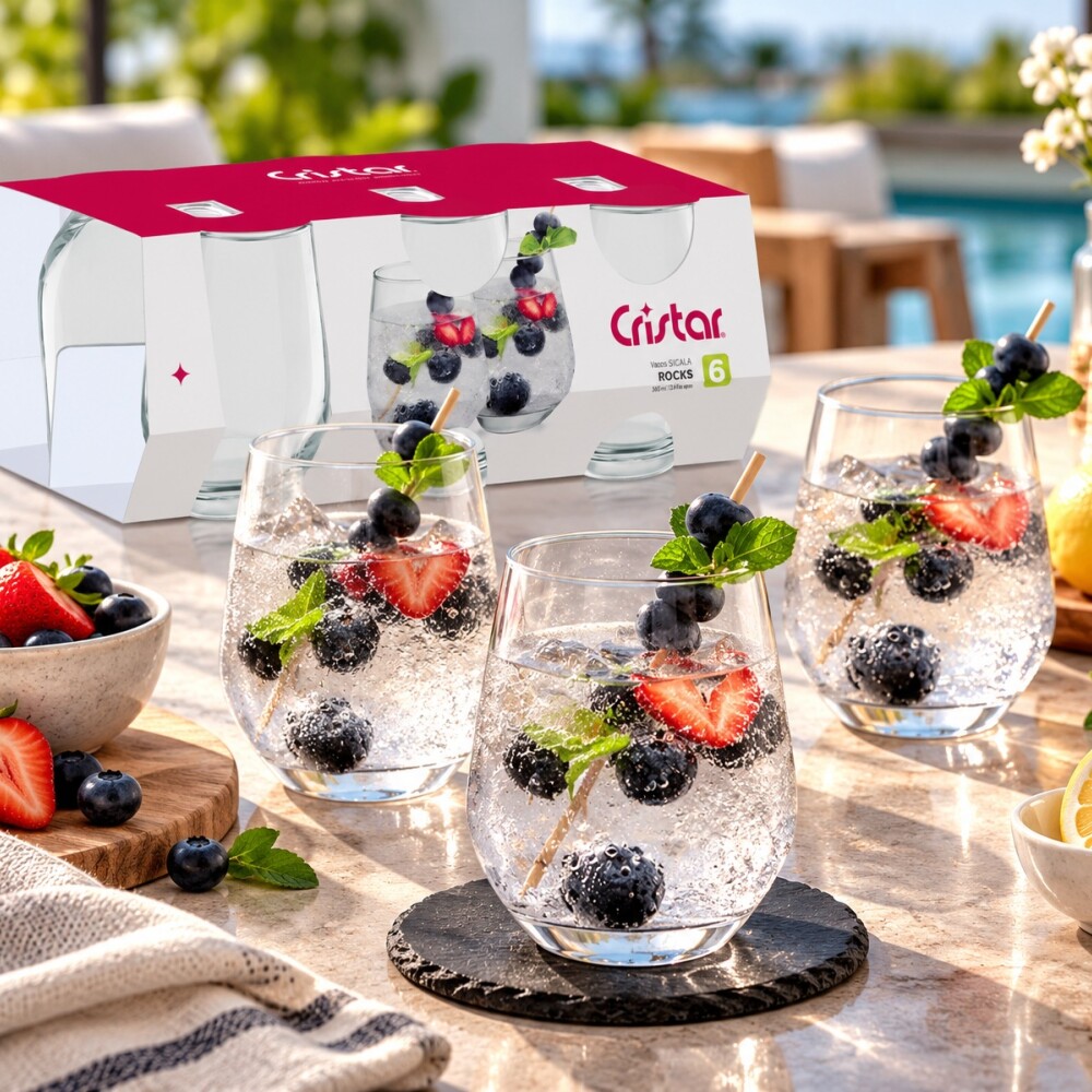 Set vasos Sicilia rock 370ml x6 CRISTAR Set vasos Sicilia rock 370ml x6 CRISTAR
