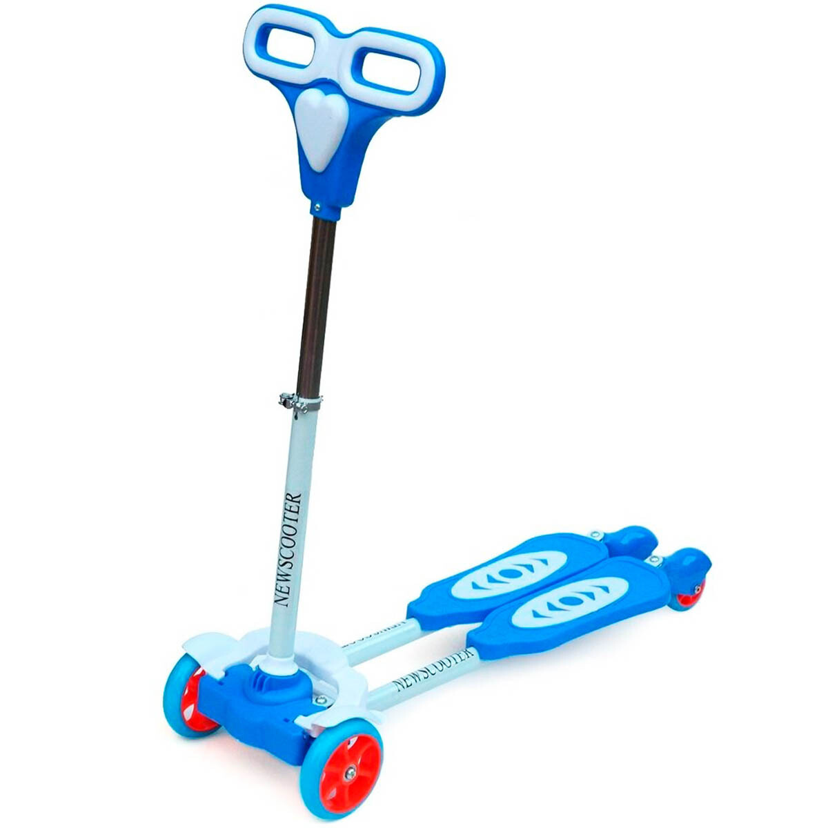 Monopatín Tripatín Tijera Regulable 4 Ruedas + Casco! - Celeste 
