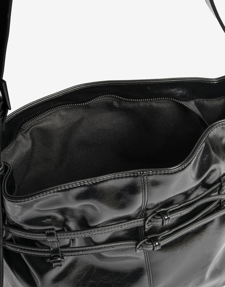 Saca Cartera Formato Saca Con Cinturones - Negro