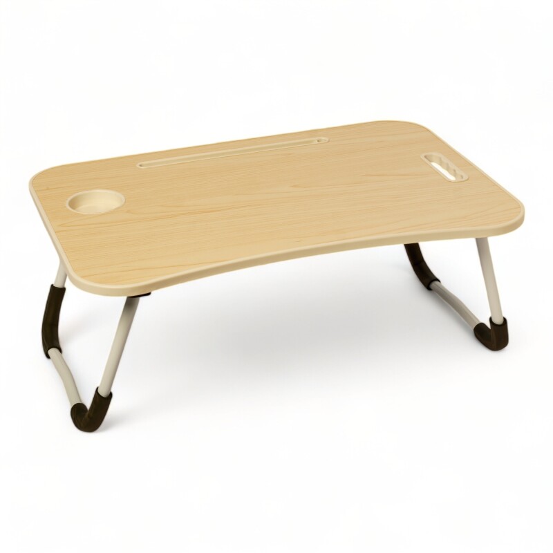 Mesa Laptop Cama Con Posa Vaso Beige