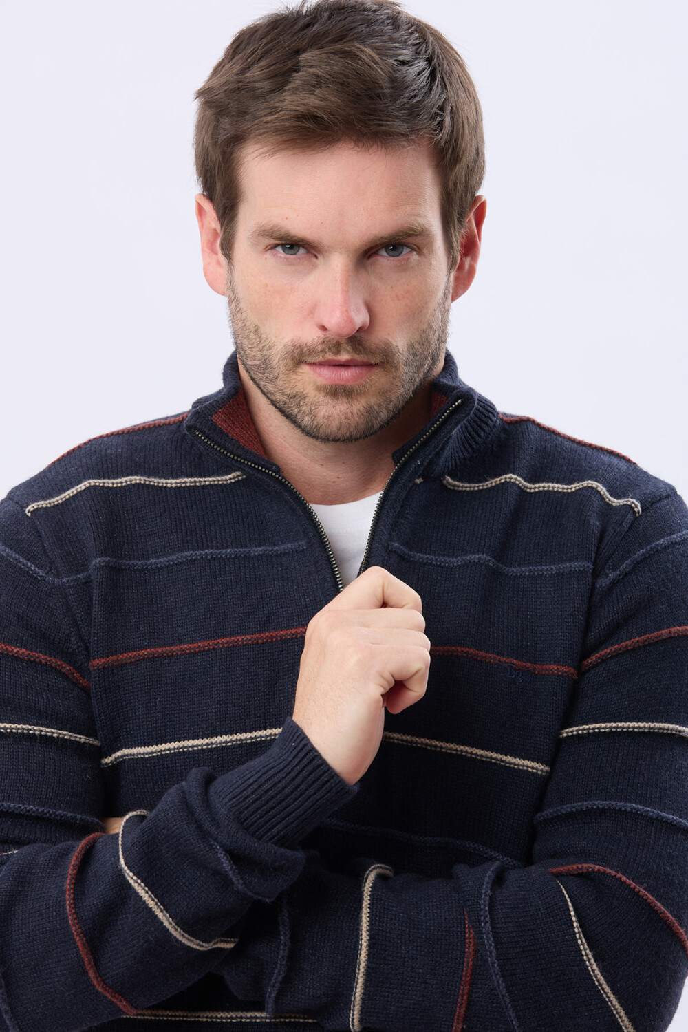 BUZO ALGODÓN TEJIDO 1/2 CIERRE Azul