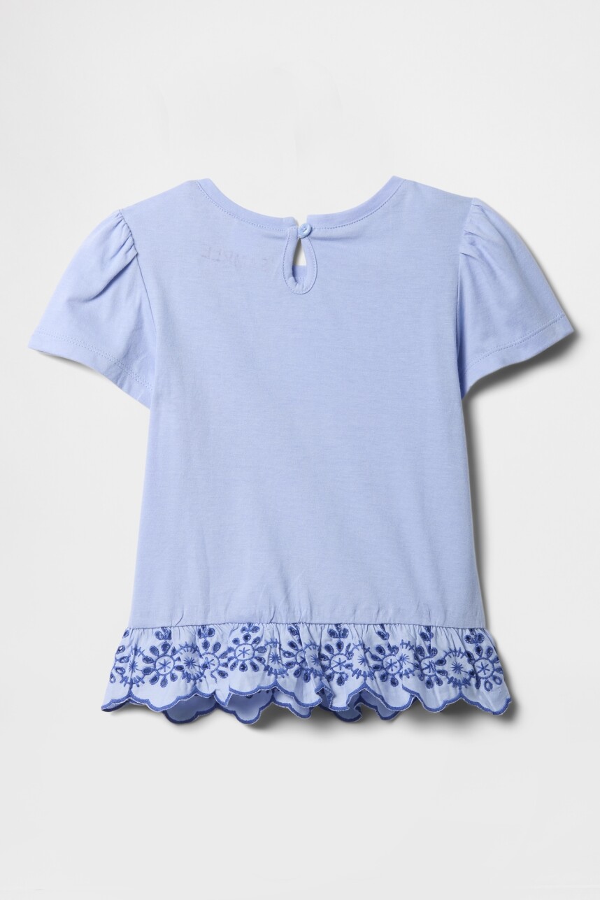 Remera Tunic Con Broderie Toddler Niña Blue Crystal