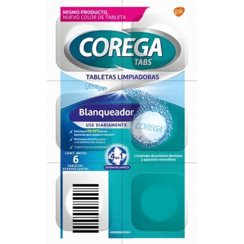 Tableta Limpiadora Para Prótesis Corega Blanqueadora 30 Unidades Tableta Limpiadora Para Prótesis Corega Blanqueadora 30 Unidades