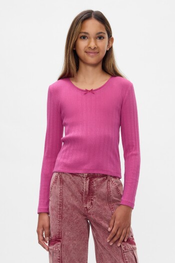 Remera Manga Larga Niña Super Pink Neon