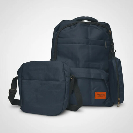 Set Mochila Bolso Cartuchera Alumno Resistente 3 Piezas Azul Marino