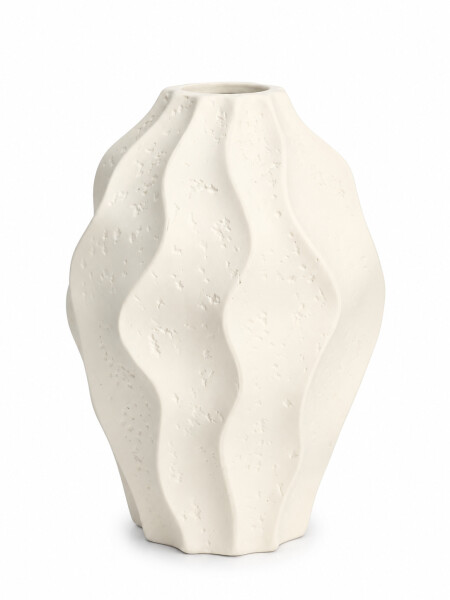 FLORERO DE CERAMICA ONDAS BLANCO.