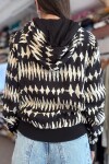 Campera capucha rayón Negra y blanca