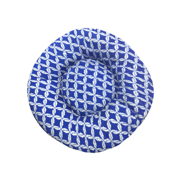 Cama Colchon Perro Gato Grande Redondo Puff Comodo 70 Cm Variante Color Azul con Rombos