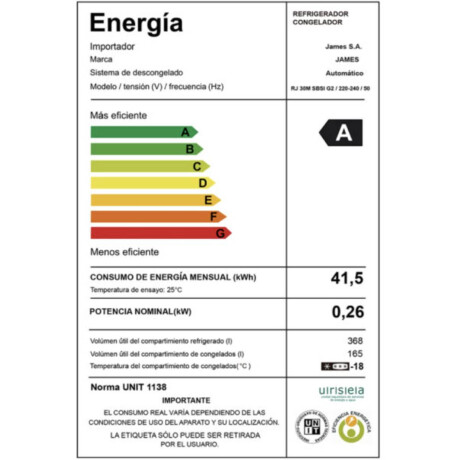 Heladera JAMES RJ 30M SBSI G2 INV 533 Lt Inox