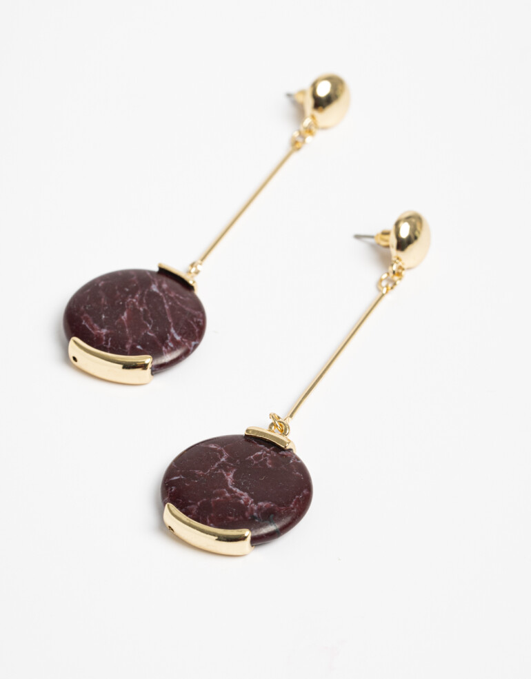 Aros Colgantes Largos Piedra Aros Colgantes Dije Piedra - Dorado