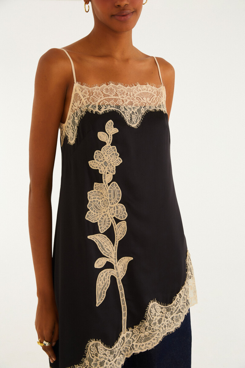 VESTIDO LENCERO CORTO Negro
