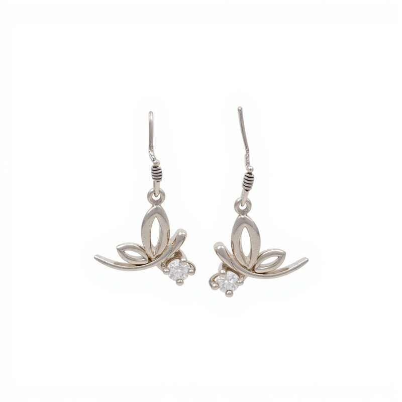 Caravanas Colgantes Mariposa-Plata 925-Piedra Zirconia-CA3052 conpiedra
