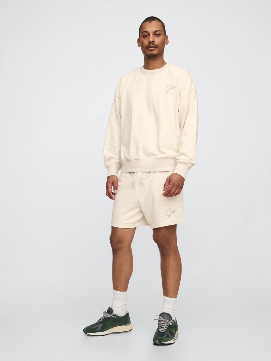 Short Deportivo Sin Felpa Logo Gap Hombre - Oatmeal Heather 