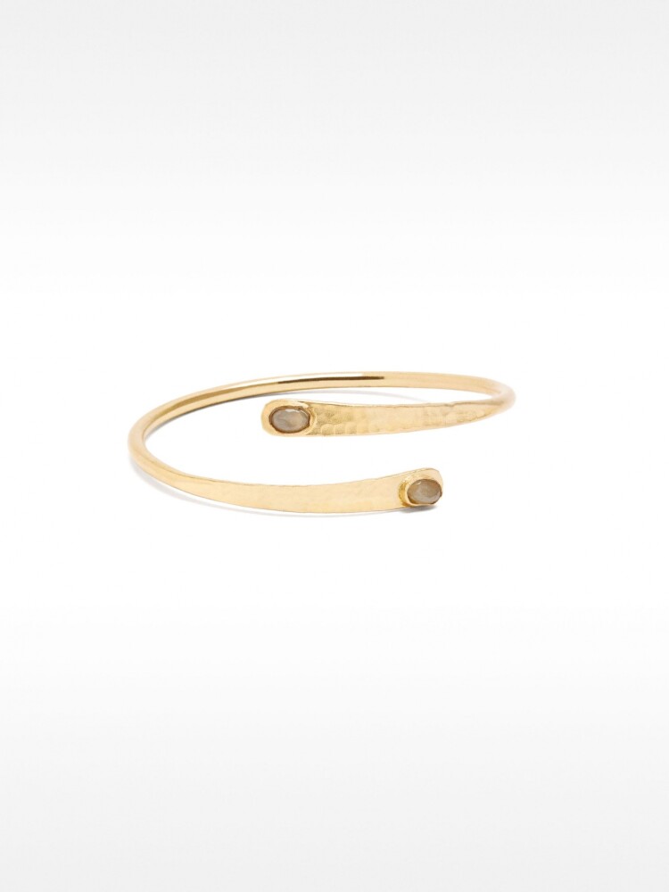 Pulsera Rígida Cruzada Con Detalles Ovalados dorado